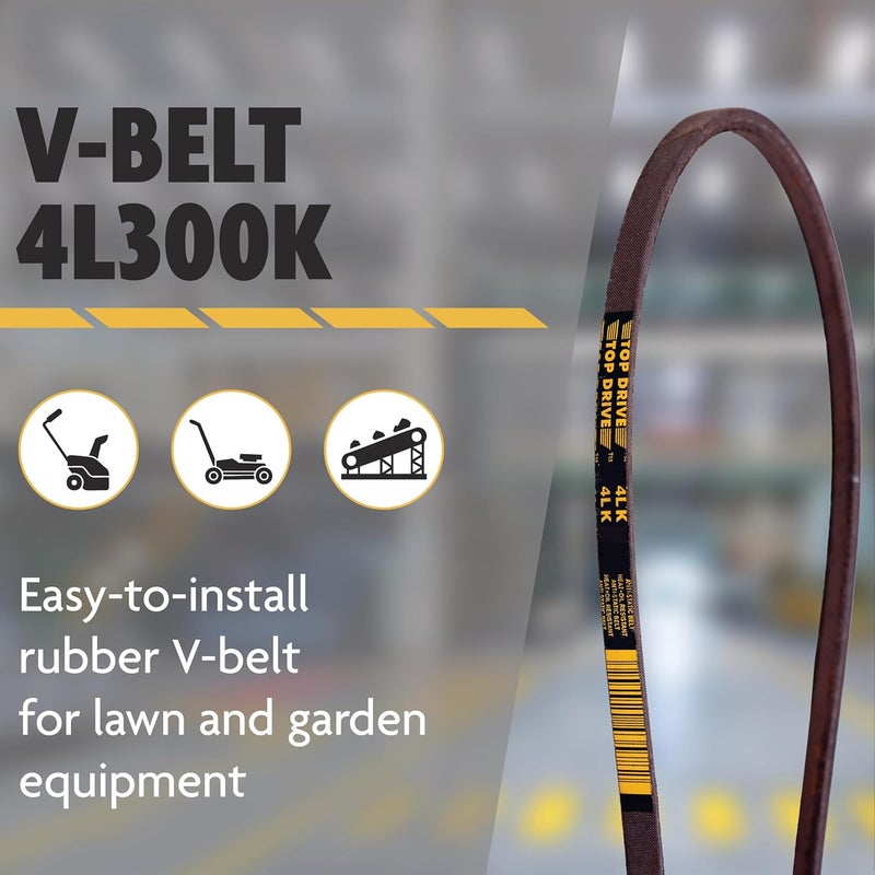 TOP DRIVE 4L300K, 4L, Lawn and Garden Aramid V-Belt, Rubber, 1/2" x 30" Outside Circumference - Image 2
